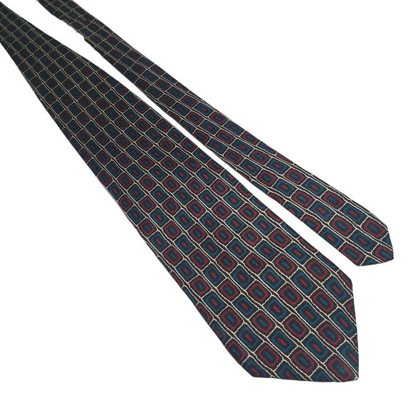 Vintage Ferrell Reed Men Tie Made in USA Geometric Pattern Designer Italian Silk - Picture 1 of 5